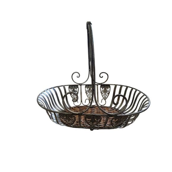 Wire Wicker Picnic Basket Home Decor Easter Decorations Gift - Picture 2 of 11